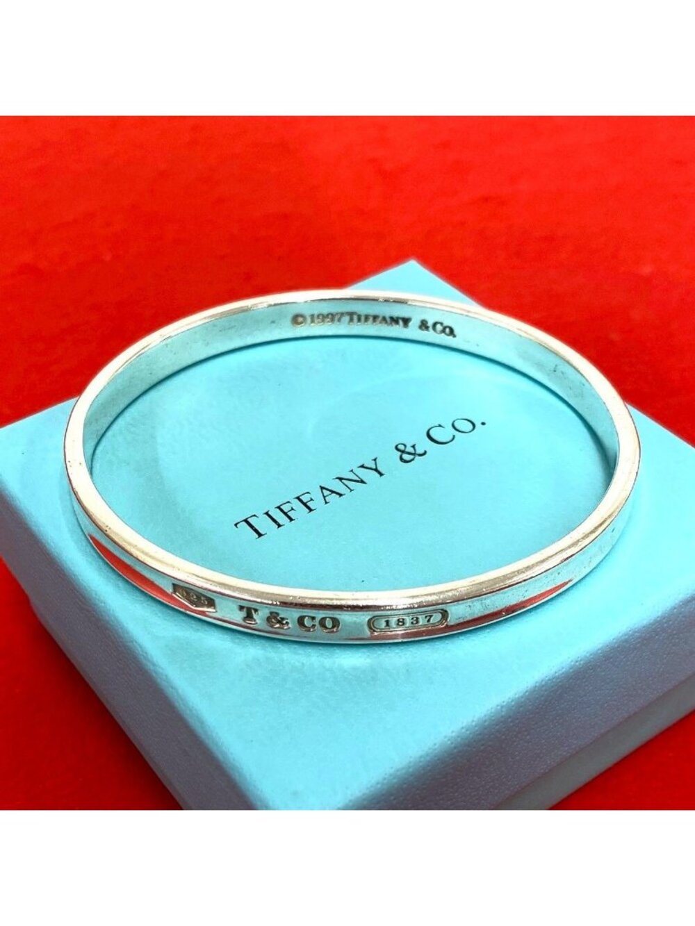 Tiffany & Co Vintage Narrow Bangle 925 Sterling Silver Bracelet